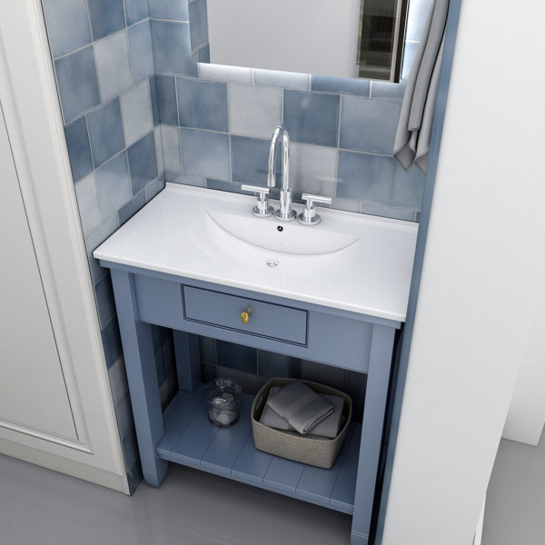 Meje 36X18 Inch Drop In Rectanglar 3 Holes Bathroom Sink, Vanity Top